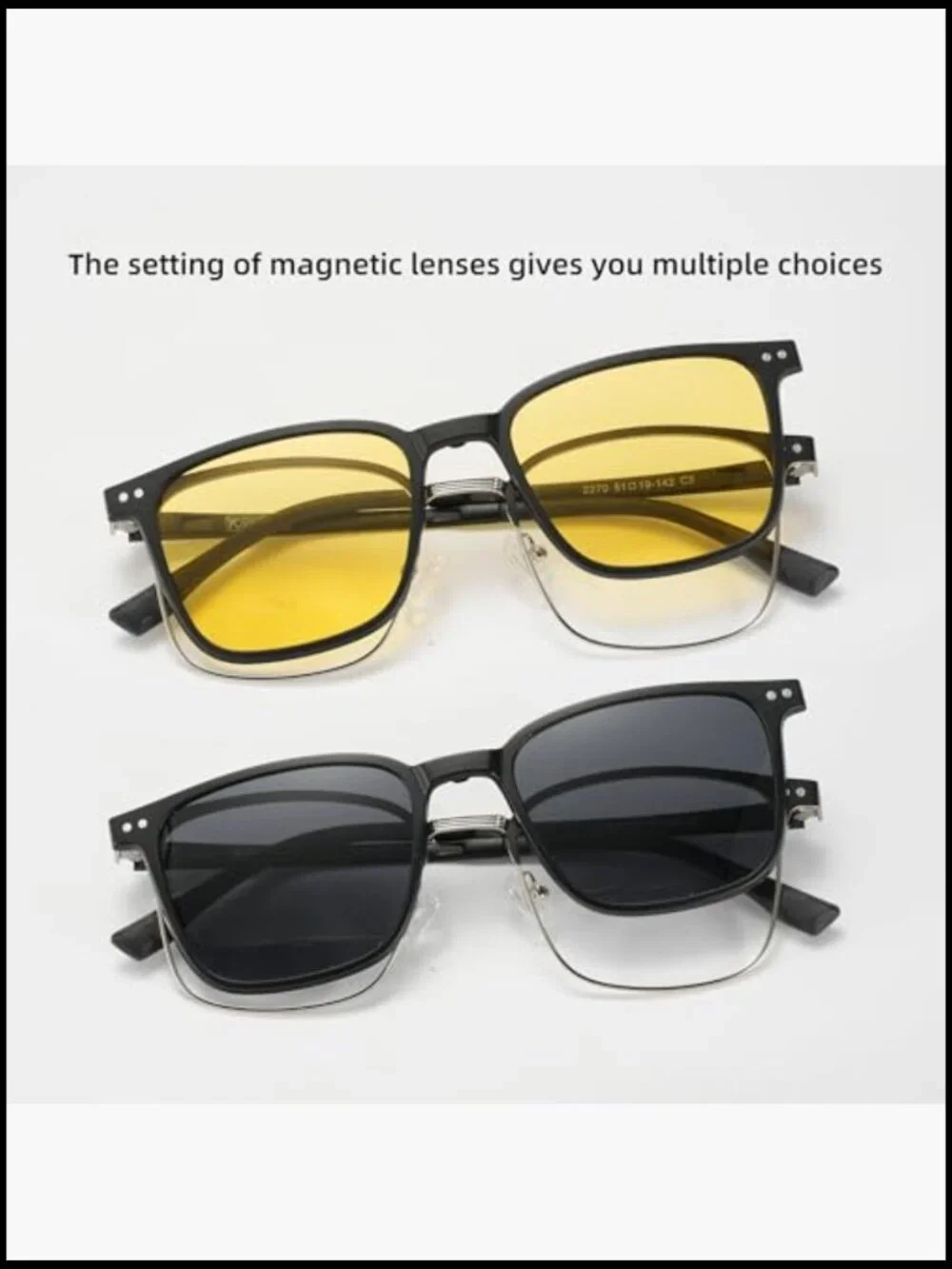 Magnetic Clip-On Sunglasses Polarized UV Protection Night Driving Fishing Golf